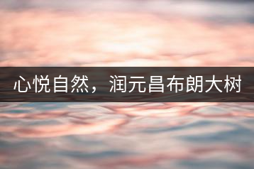 心悅自然，潤(rùn)元昌布朗大樹標(biāo)桿601千山悅即將上市
