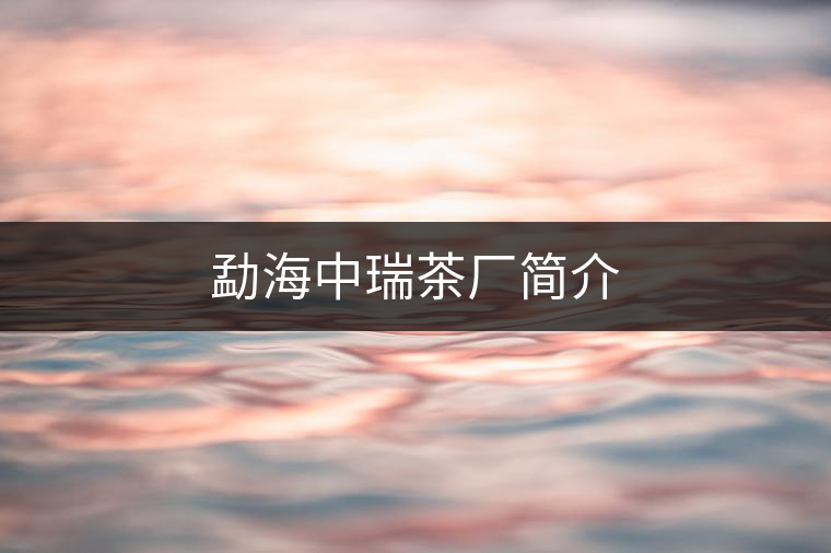 勐海中瑞茶廠簡(jiǎn)介 勐海中瑞茶廠簡(jiǎn)介